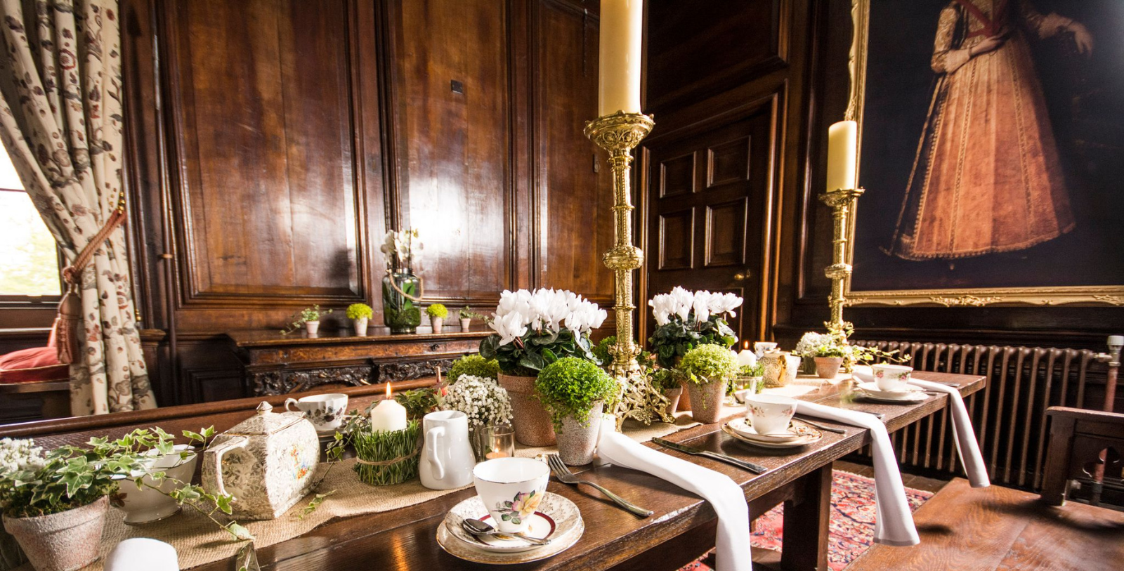 Image of Dining in Great Hall at Appleby Castle in Cumbria, England, constructed in the 12th century, opened in 2017, and a member of Historic Hotels of America since 2023