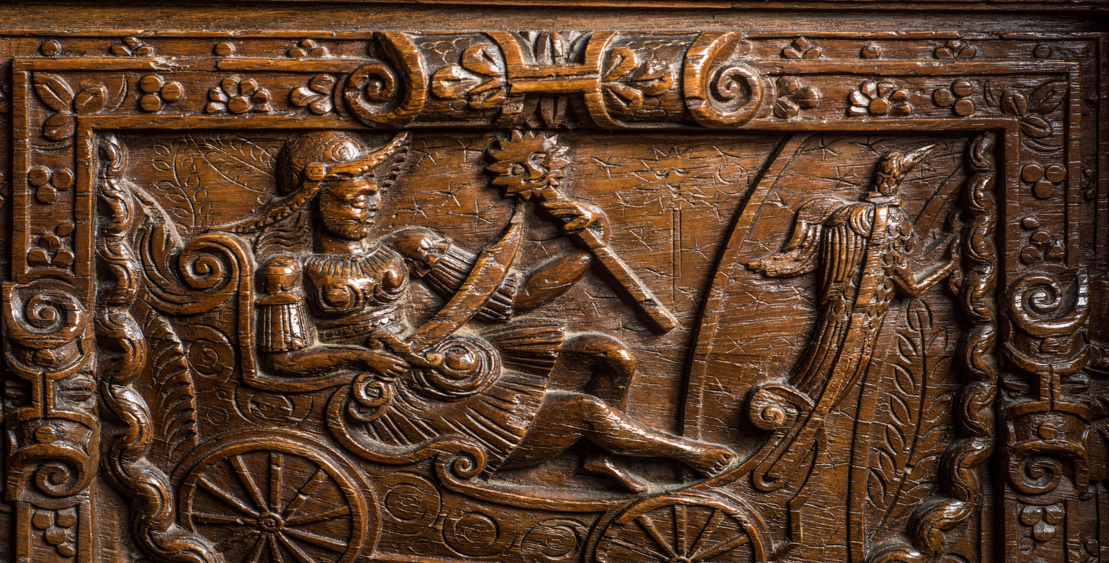 Image of Wood Carving at Appleby Castle in Cumbria, England, constructed in the 12th century, opened in 2017, and a member of Historic Hotels of America since 2023, Explore