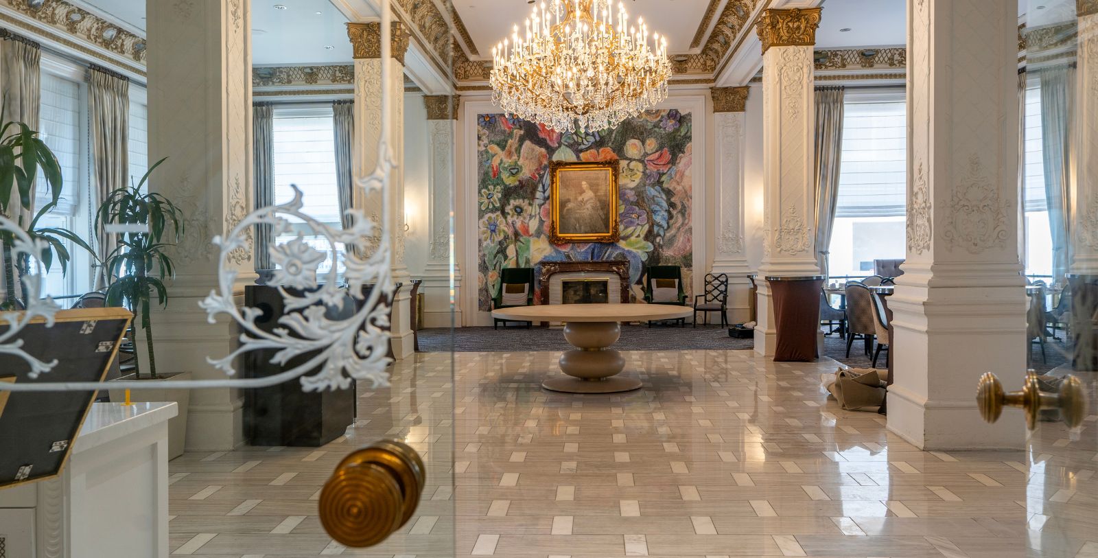 Image of Lobby Fireplace, Le Pavillon Hotel in New Orleans, Louisiana, 1907, Member of Historic Hotels of America, Experience