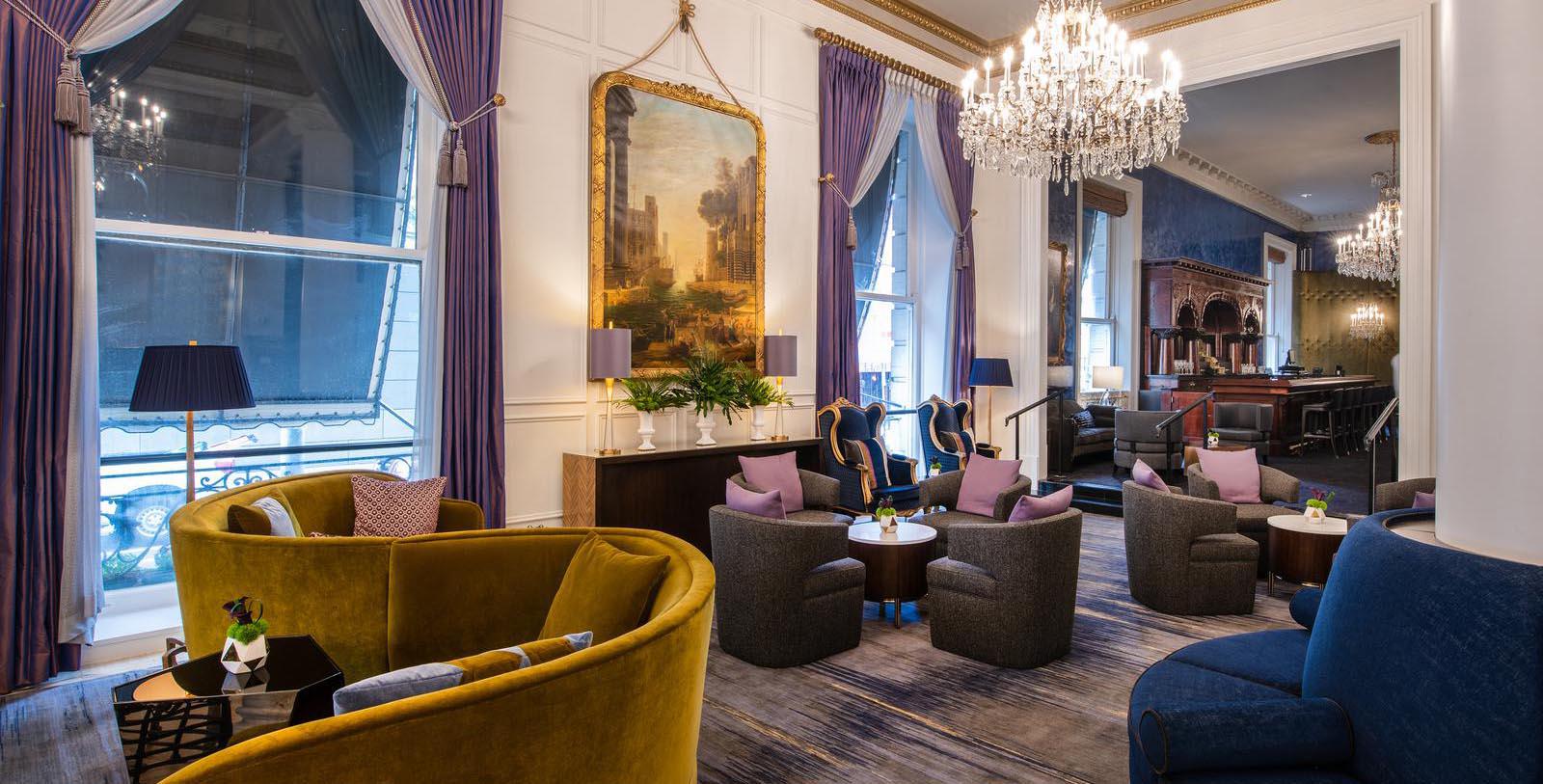 Image of Lobby Seating, Le Pavillon Hotel in New Orleans, Louisiana, 1907, Member of Historic Hotels of America, Explore