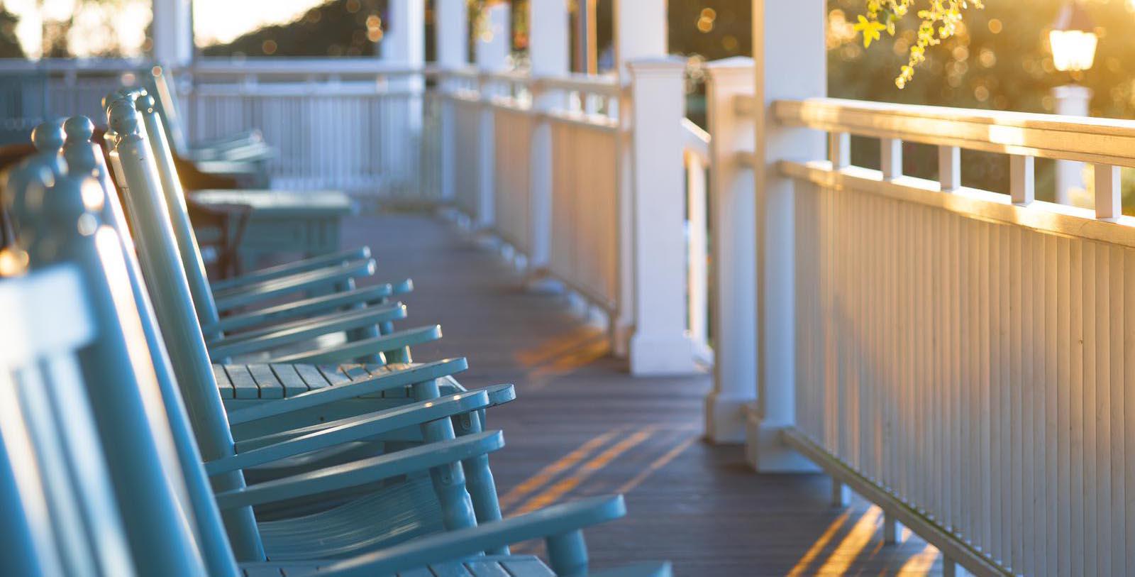 Image of chairs on porch Harbor View Hotel of Martha's Vineyard, 1891, Member of Historic Hotels of America, Edgartown, Massachusetts, Explore