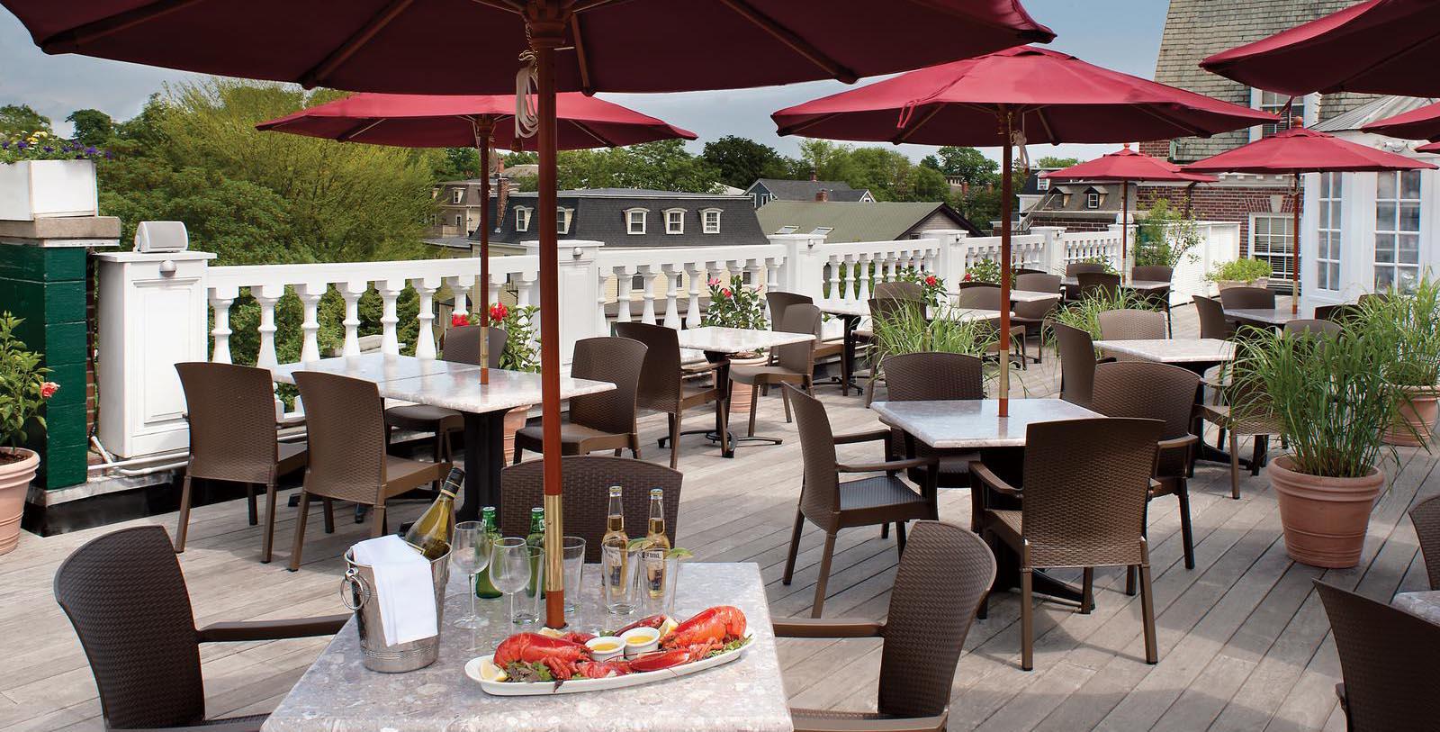 Image of Outdoor Dining Area Entrance The Hotel Viking, 1926, Member of Historic Hotels of America, in Newport, Rhode Island, Taste