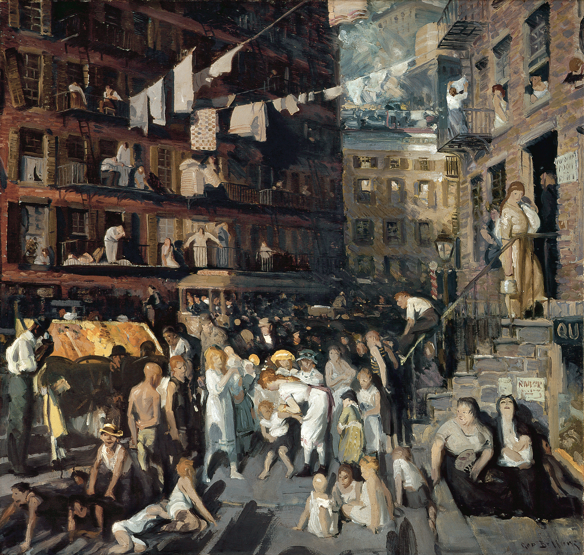 Historical Painting of Lower East Side by George Bellows Circa 1913, Historic Blue Moon Hotel, 1879, Member of Historic Hotels of America, in New York, New York.