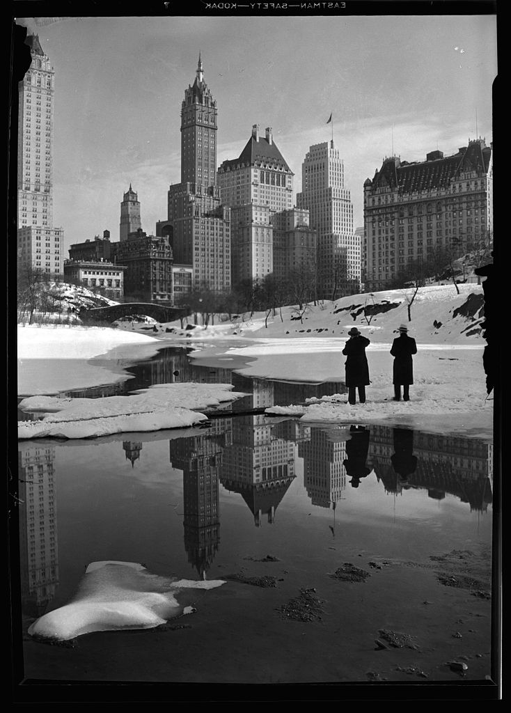 Historical Image of Exterior with Central Park Circa 1933, The Plaza, 1907, Member of Historic Hotels of America, in New York, New York.