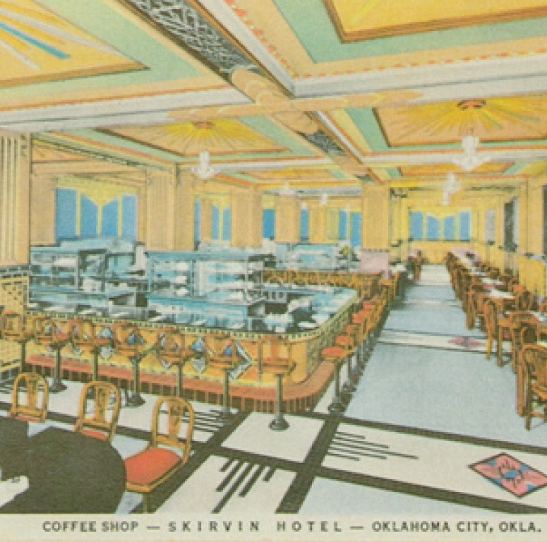 Historical Drawing of Interior on Postcard, The Skirvin Hilton Oklahoma City, 1911, Member of Historic Hotels of America, in Oklahoma City, Oklahoma.