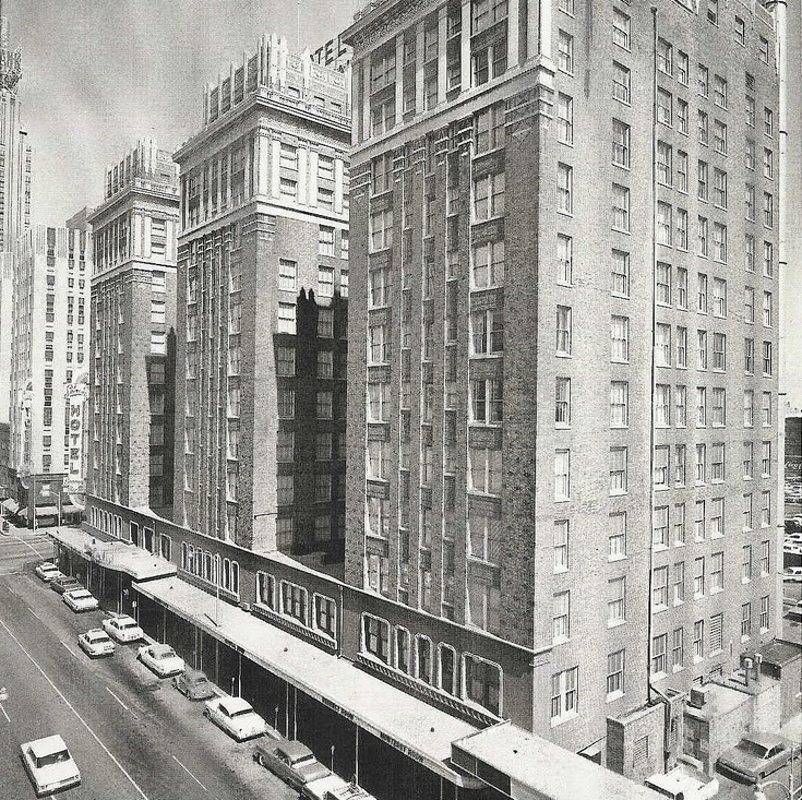Historical Image of Exterior from Right Angle, The Skirvin Hilton Oklahoma City, 1911, Member of Historic Hotels of America, in Oklahoma City, Oklahoma.