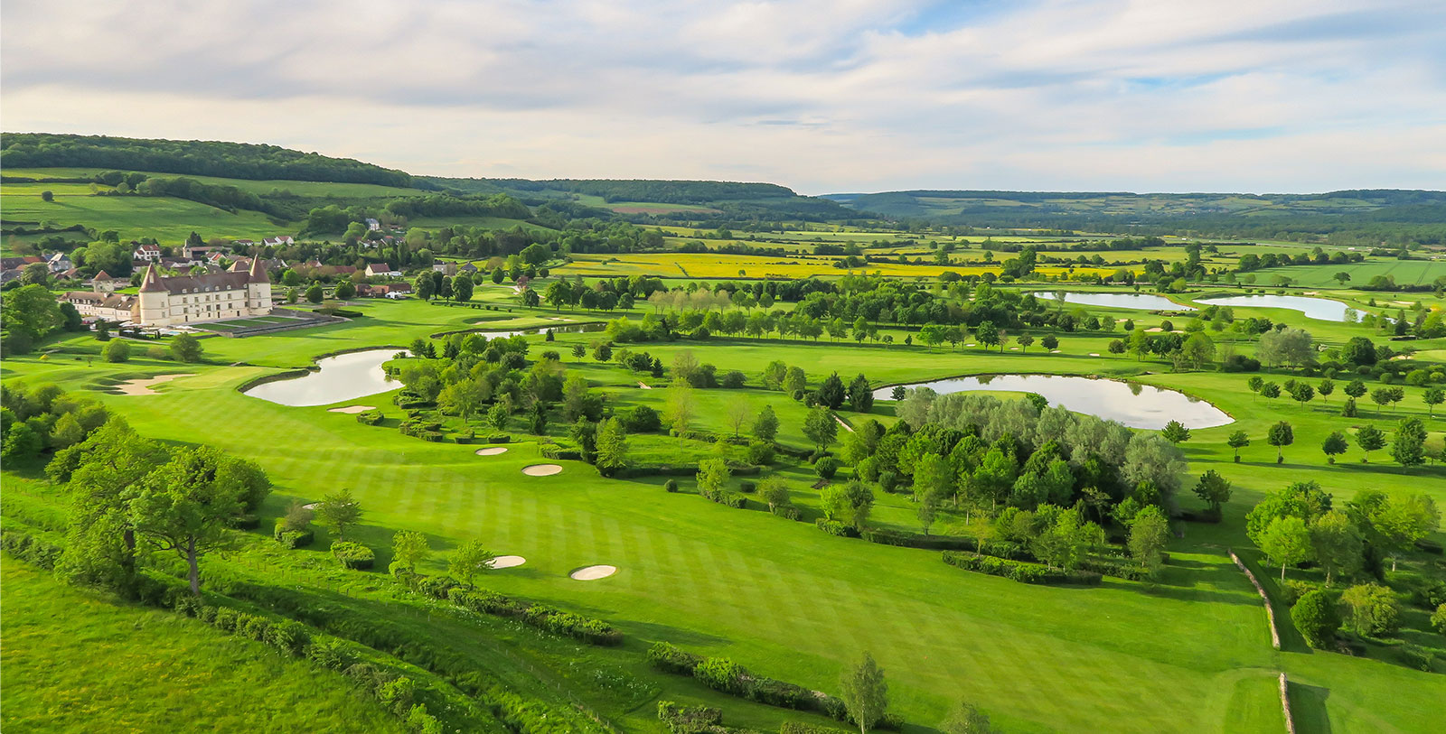 Image of the aerial grounds and golf course at Hôtel Golf Château de Chailly, 16th century, a member of Historic Hotels Worldwide in Chailly-sur-Armançon, Burgundy, France