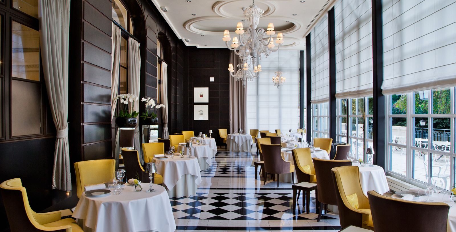 Image of Gordon Ramsay au Trianon dining area at Waldorf Astoria Versailles- Trianon Palace, 1910, a Member of Historic Hotels Worldwide in Versailles, France.