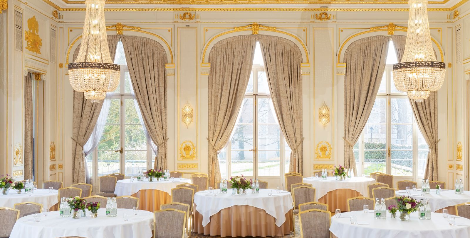 Image of the banquet area at Waldorf Astoria Versailles- Trianon Palace, 1910, a Member of Historic Hotels Worldwide in Versailles, France.
