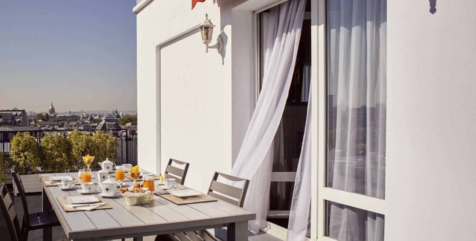 Image of Outdoor Dining on Balcony Maison Astor Paris, Curio Collection by Hilton, 1907, Member of Historic Hotels Worldwide, in Paris, France, Explore