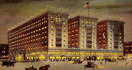 Historical Image of Exterior on Postcard, Embassy Suites by Hilton Portland Downtown, 1912, Member of Historic Hotels of America, in Portland, Oregon.