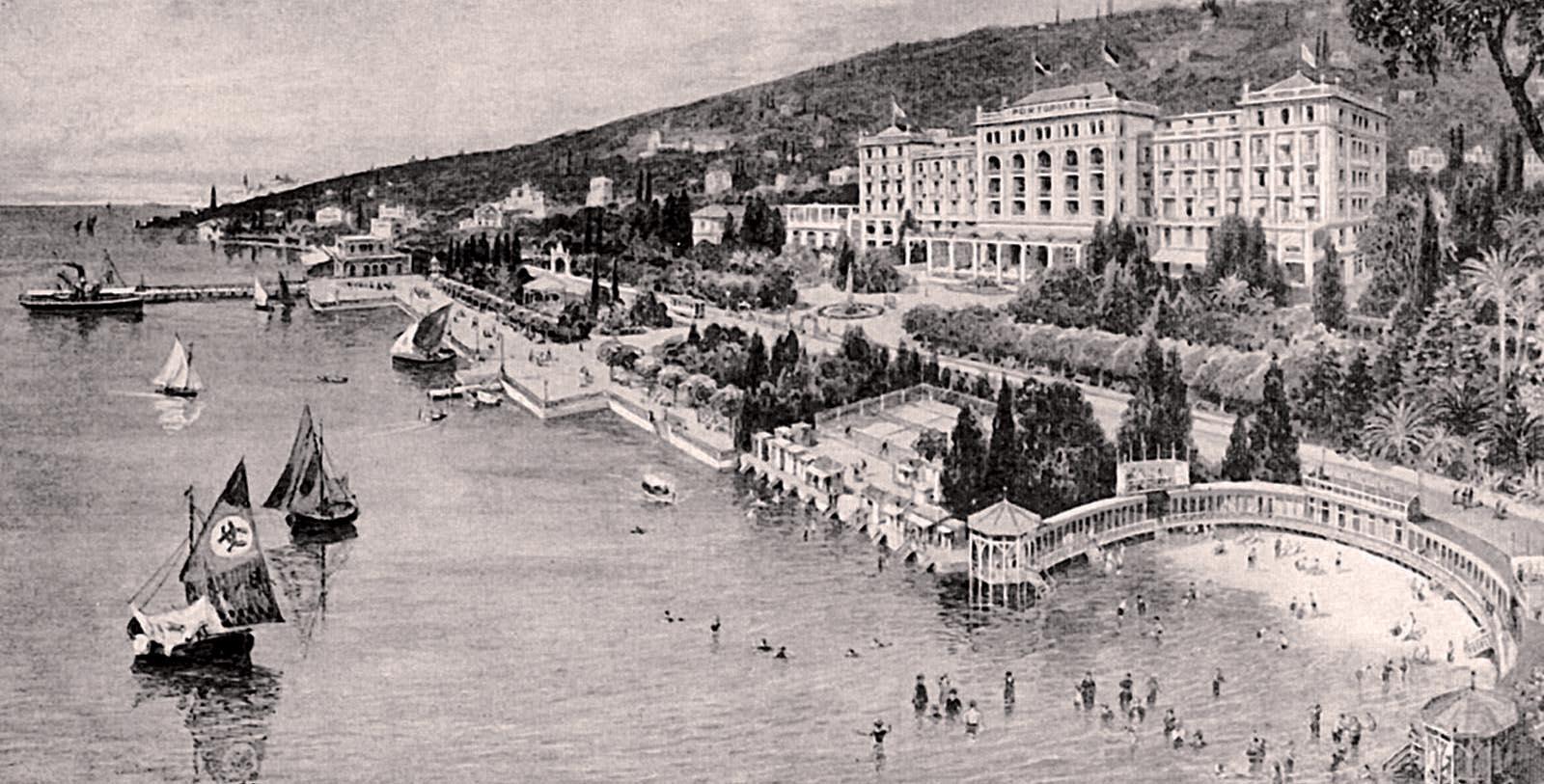 Historic Exterior of the Palace Hotel in Portorož, Slovenia