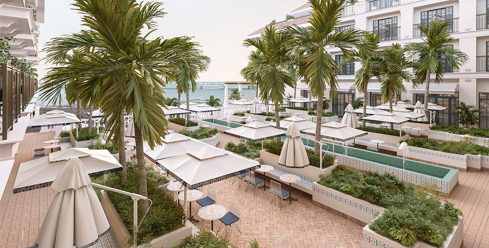 Image of Hotel Terrace and Pool at Sofitel Legend Casco Viejo, 1917, a Member of Historic Hotels Worldwide in Panama City, Panama