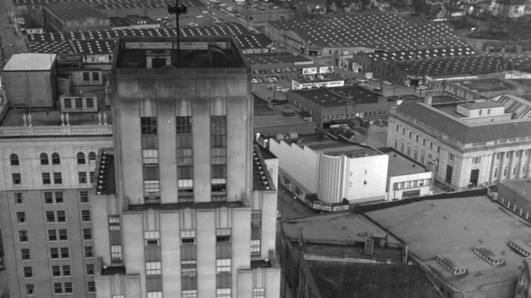 Historical Image of Exterior Detail, 21c Museum Hotel Durham by MGallery, 1937, Member of Historic Hotels of America, in Durham, North Carolina
