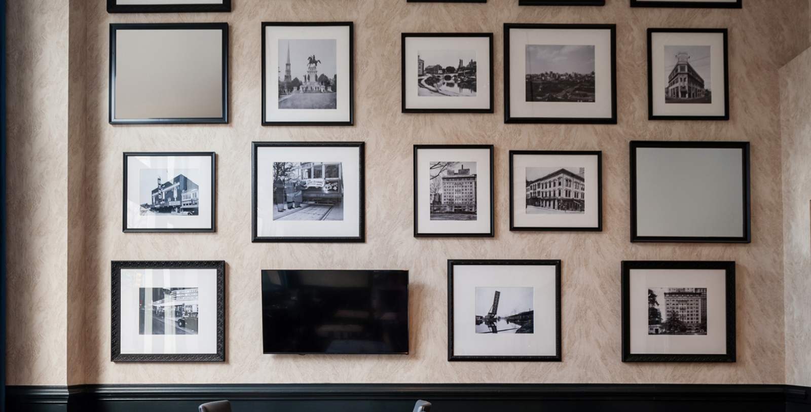 Image of gallery wall in Rueger's restaurant at The Commonwealth, 1912, Member of Historic Hotels of America since 2023, in Richmond, Virginia