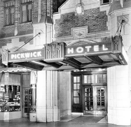 Historical Image of Front Entrance, Sofia Hotel, 1926, Member of Historic Hotels of America, in San Diego, California.