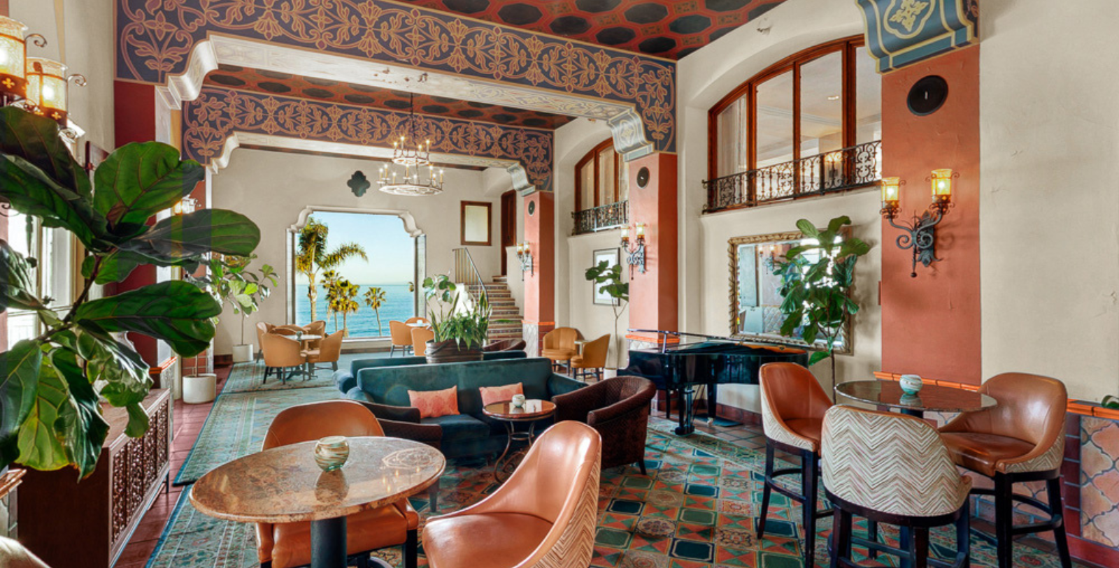 Image of THE MED Dining Room of La Valencia Hotel in La Jolla, California