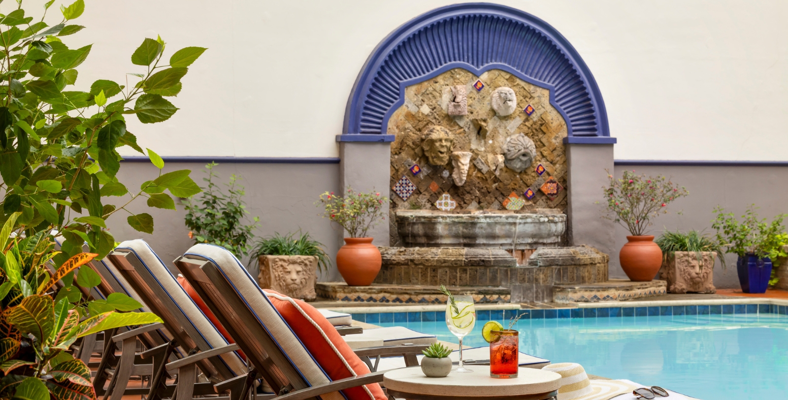 Discover the relaxing courtyard oasis at Omni La Mansion de Rio.