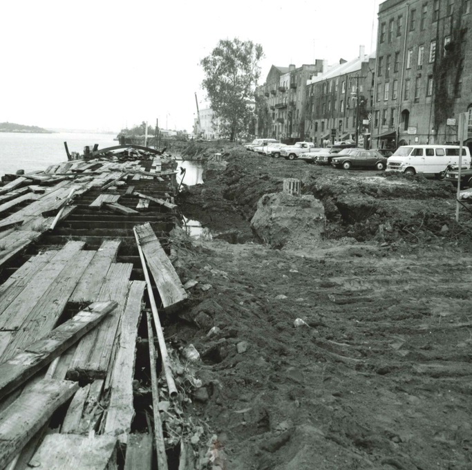 Historical Image of Waterfront Construction Near River Street Inn, 1817, Member of Historic Hotels of America, in Savannah, Georgia.