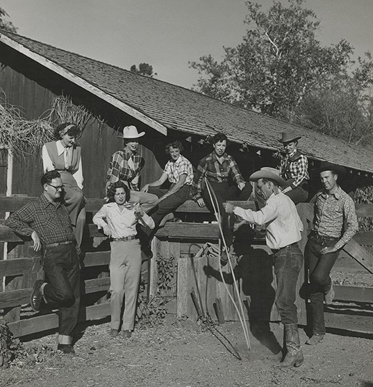 Historical Image of Guests Learning to Lasso, Alisal Ranch, 1946, Member of Historic Hotels of America, in Solvang, California.