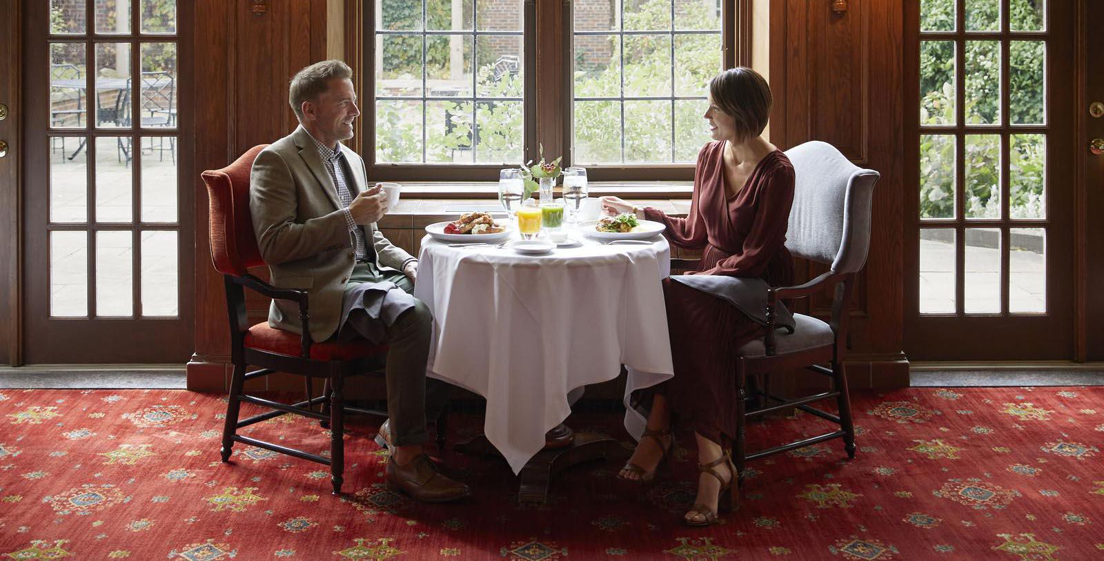 Image of Two People Enjoying a Meal at The Wisconsin Club, The American Club, 1918, Member of Historic Hotels of America, in Kohler, Wisconsin, Taste