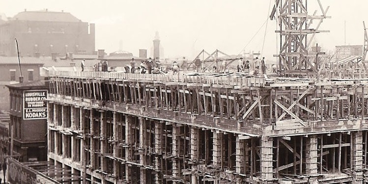 Historical Image of Construction Work in Detail, The Brown Hotel, 1923, Member of Historic Hotels of America, in Louisville, Kentucky.