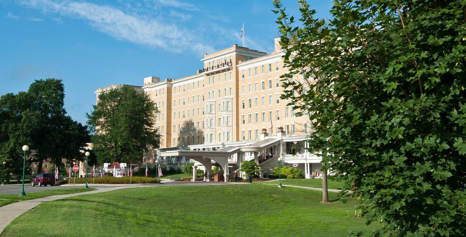 Image of hotel exterior at French Lick Springs Hotel, 1845, Member of Historic Hotels of America, in French Lick, Indiana, Special Offers, Discounted Rates, Families, Romantic Escape, Honeymoons, Anniversaries, Reunions