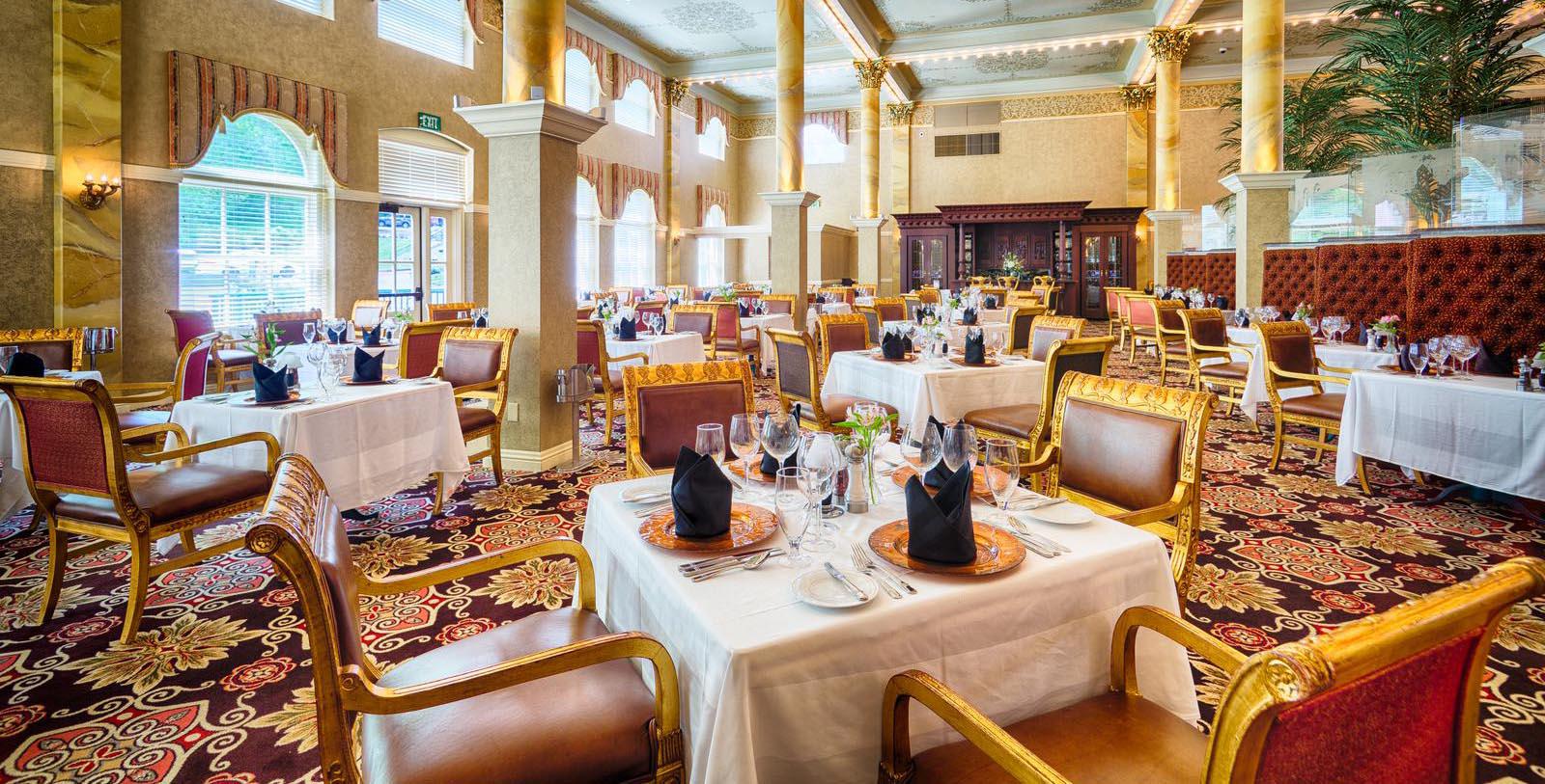 Image of 1875 Steakhouse restaurant dining room at French Lick Springs Hotel, 1845, Member of Historic Hotels of America, in French Lick, Indiana, Taste