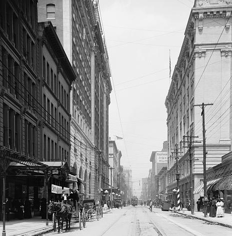 Historical Image of Exterior from 4th Street Cirac 1910, The Seelbach Hilton Louisville, 1905, Member of Historic Hotels of America, in Louisville, Kentucky.