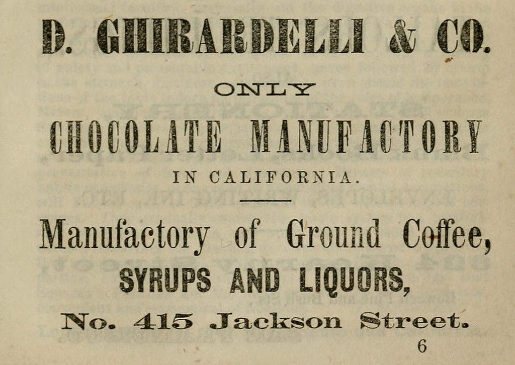 Historical Image of Advertisement Circa 1860s, Fairmont Heritage Place- Ghirardelli Square, 1893, Member of Historic Hotels of America, in San Francisco, California.