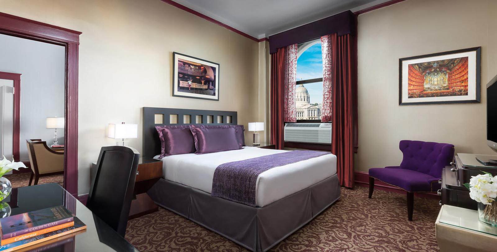 Image of Guestroom Interior, Hotel Whitcomb in San Francisco, California, 1916, Member of Historic Hotels of America, Location Map