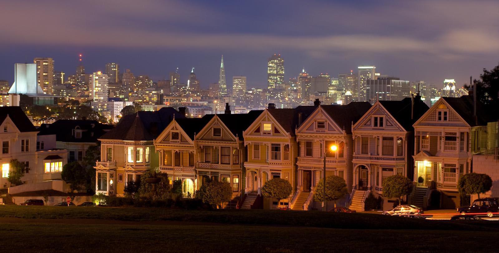 Image of Painted Ladies at Night, InterContinental Mark Hopkins Hotel in San Francisco, California, 1926, Member of Historic Hotels of America, Explore