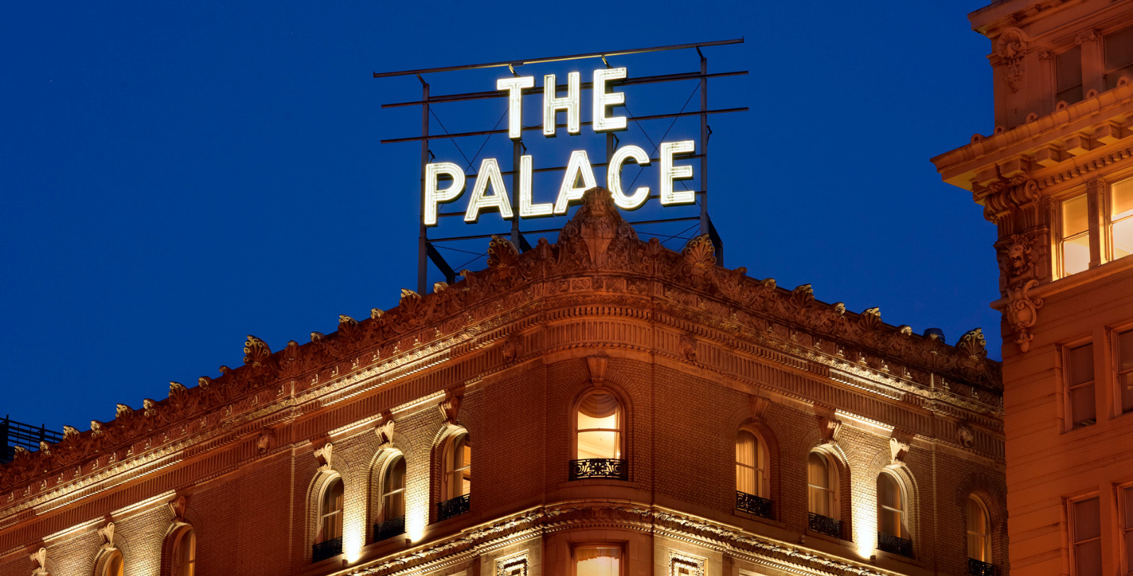 Image of Exterior at Night, Palace Hotel, San Francisco, California, 1875, Member of Historic Hotels of America, Overview