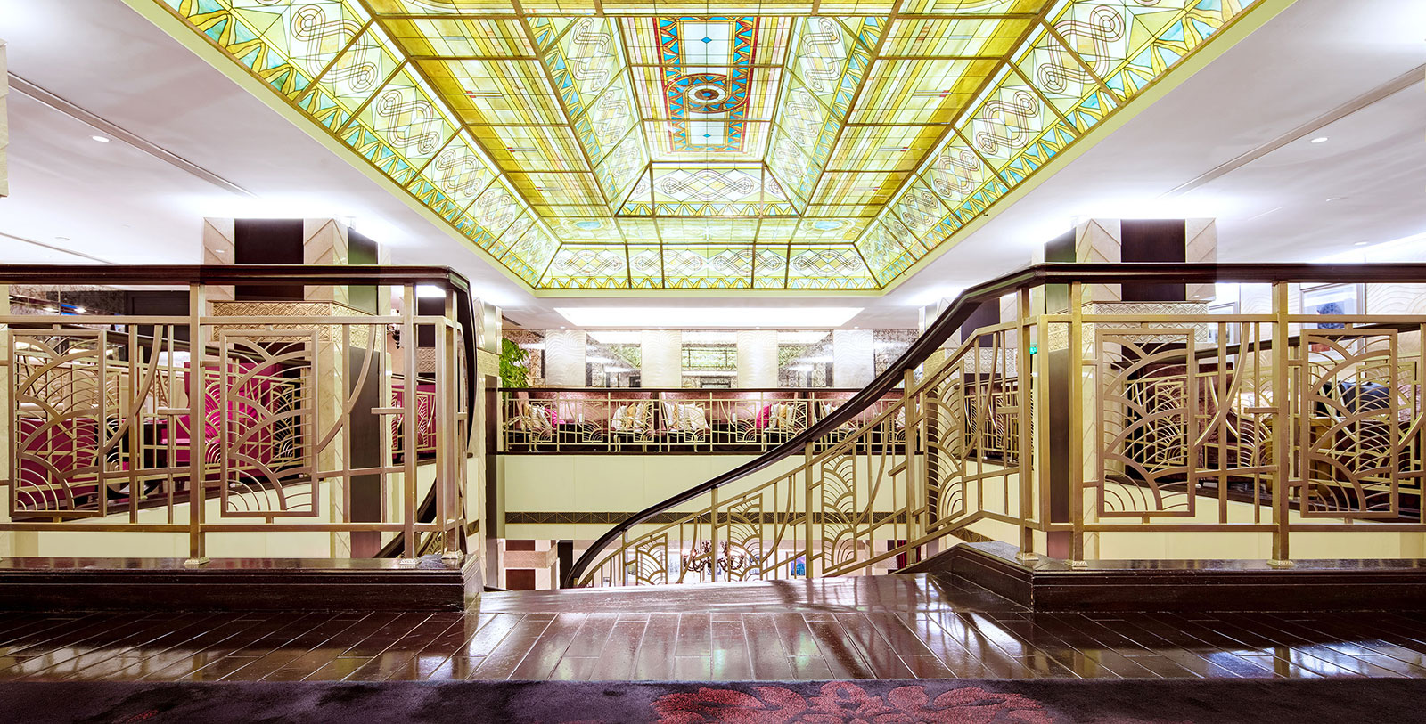 Image of Hotel Interiors and Glass Ceiling Detail, The Yangtze Boutique Shanghai, 1933, Member of Historic Hotels Worldwide, Shanghai, China, Hot Deals