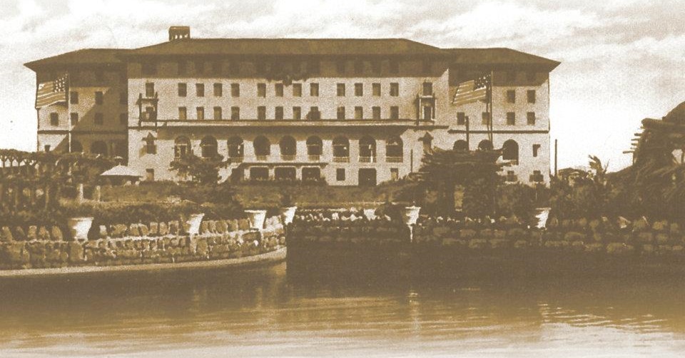 Historical Image of Exterior with Waterfront, Condado Vanderbilt Hotel, 1919, Member of Historic Hotels of America, in San Juan, Puerto Rico.