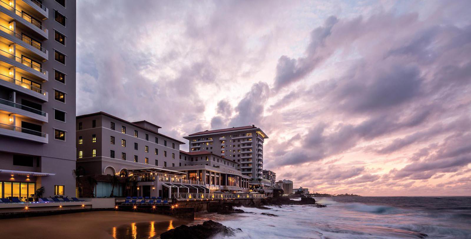 Image of hotel exterior at Condado Vanderbilt Hotel, 1919, Member of Historic Hotels of America, in San Juan, Puerto Rico, Special Offers, Discounted Rates, Families, Romantic Escape, Honeymoons, Anniversaries, Reunions