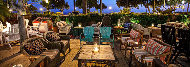 Image of hotel patio in the evening Fairmont Miramar Hotel & Bungalows, 1921, Member of Historic Hotels of America, in Santa Monica, California, Experience
