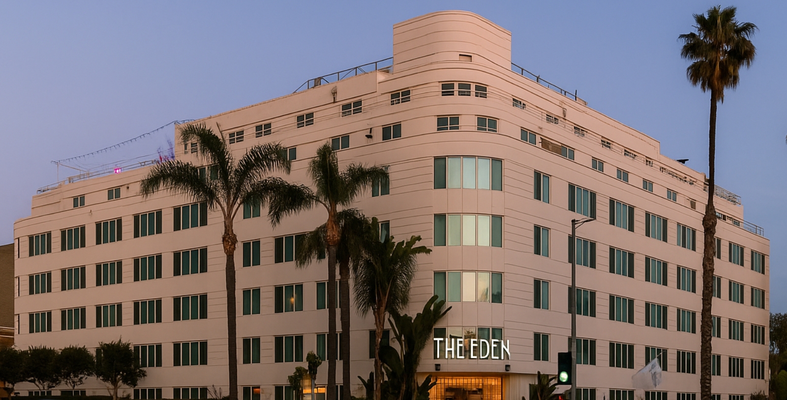 Image of Hotel Exterior of The Eden, (1940) a Member of Historic Hotels of America in Santa Monica, California.