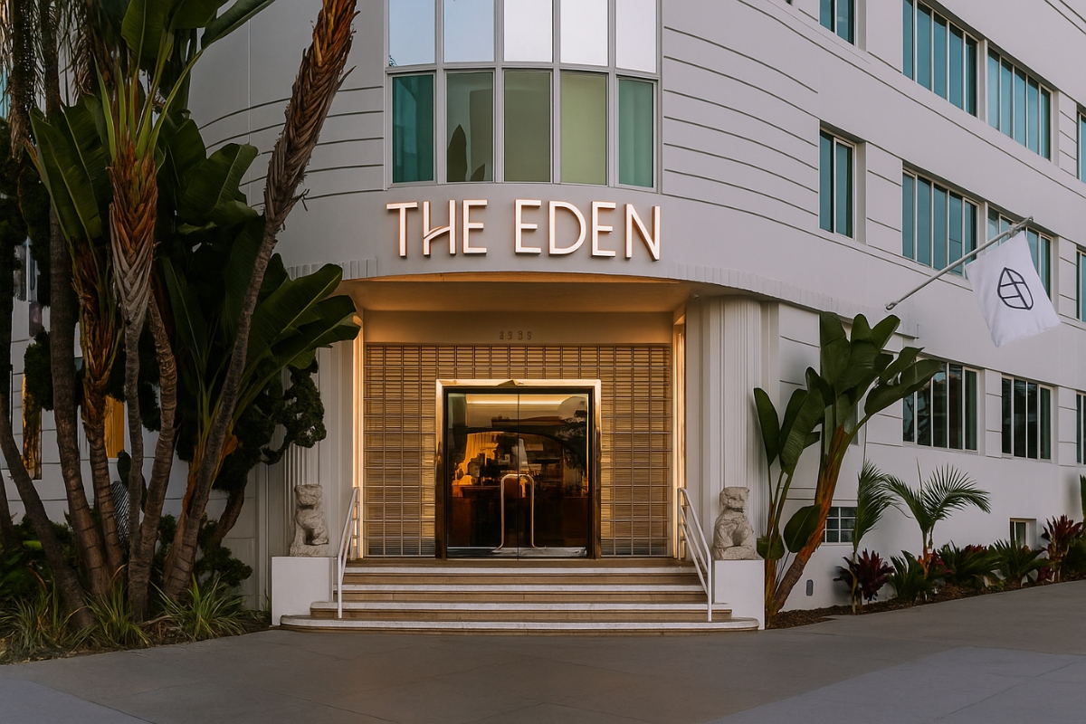 Image of Hotel Exterior of The Eden, (1940) a Member of Historic Hotels of America in Santa Monica, California.