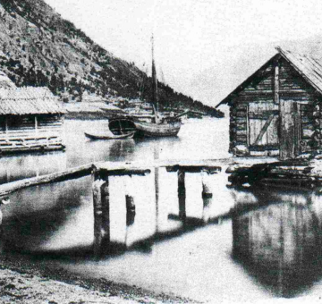 Shoreline of the Lustrafjord from Solvorn, Norway