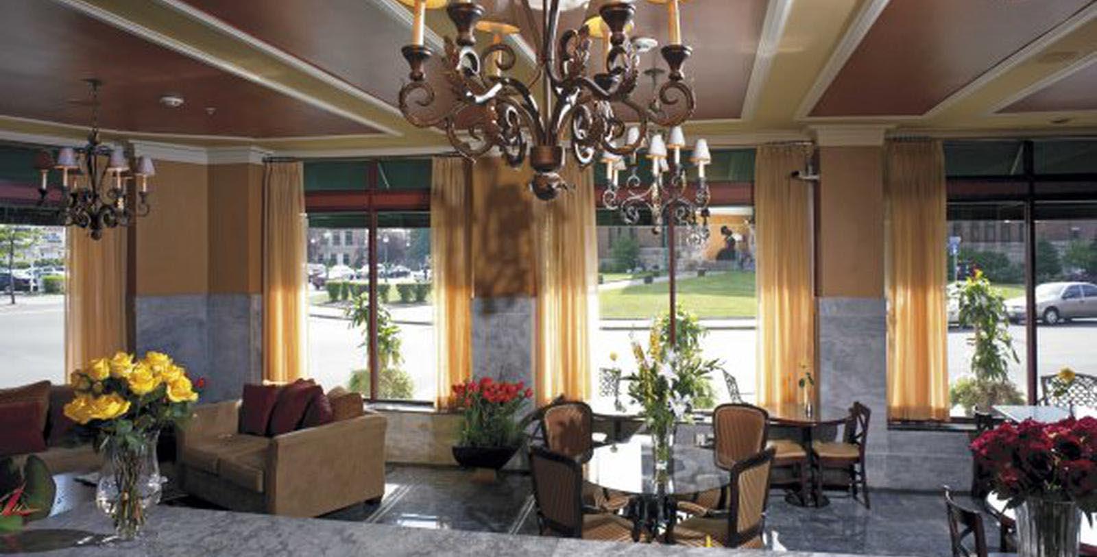 Image of Lobby Seating, Jefferson Clinton Hotel in Syracuse, New York, 1928, Member of Historic Hotels of America, Discover