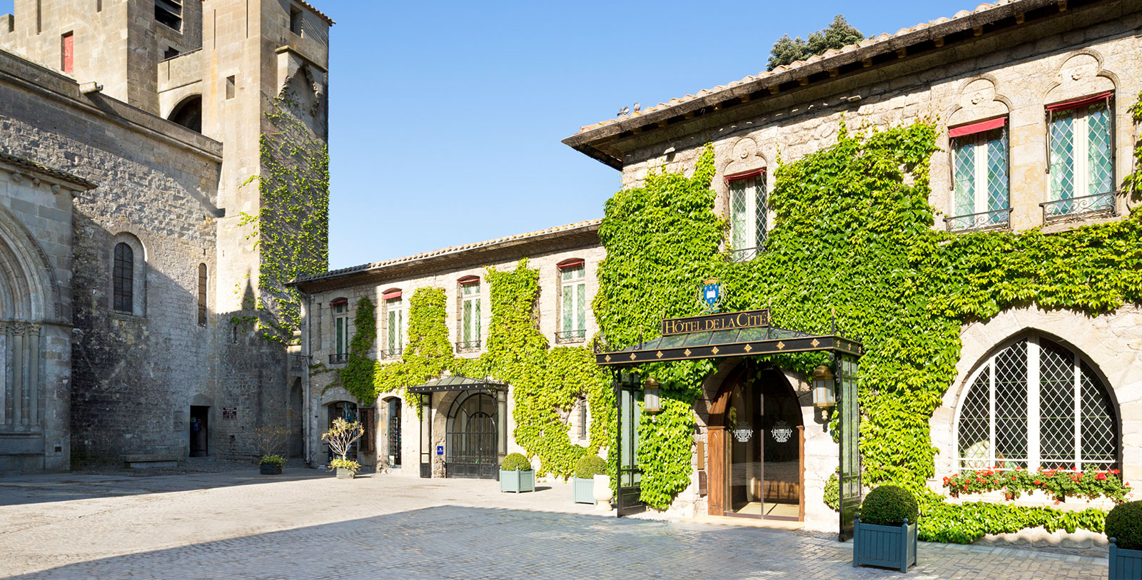 View Of Park Outside The Fortress Town Of Carcassonne In Southern