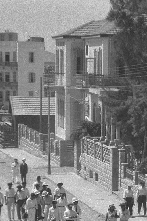 Hotel exterior circa 1950s of Elkonin Tel Aviv Hotel in Tel Aviv, Israel