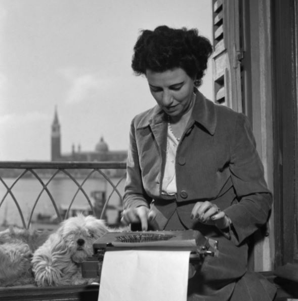 Historical Image of Peggy Guggenheim at Hotel Savoia & Jolanda, 1800s, Member of Historic Hotels of America, in Venice, Italy.