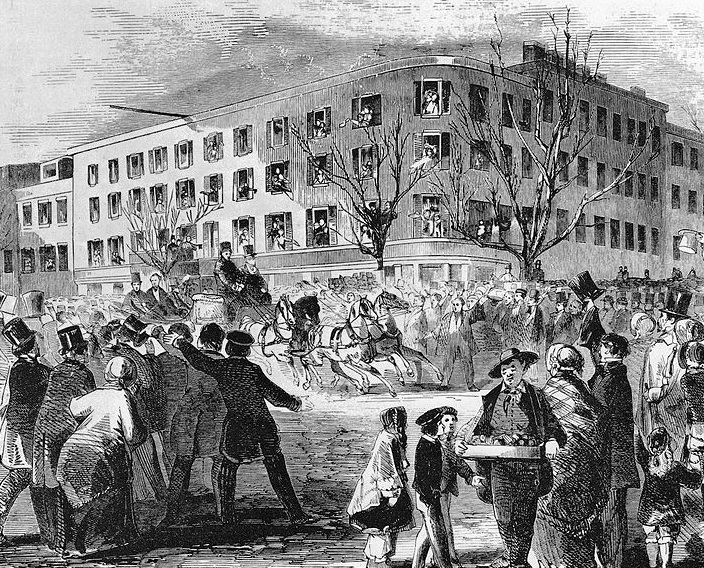 Historical Drawing of President Franklin Pierce Inauguration Celebration at The Willard InterContinental, 1847, Member of Historic Hotels of America, in Washington, D.C.