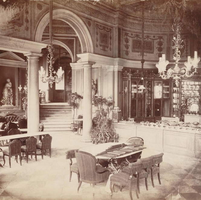 Historical Image of Dining Space, Hotel Europejski Warsaw, 1857, Member of Historic Hotels Worldwide, in Warsaw, Poland.