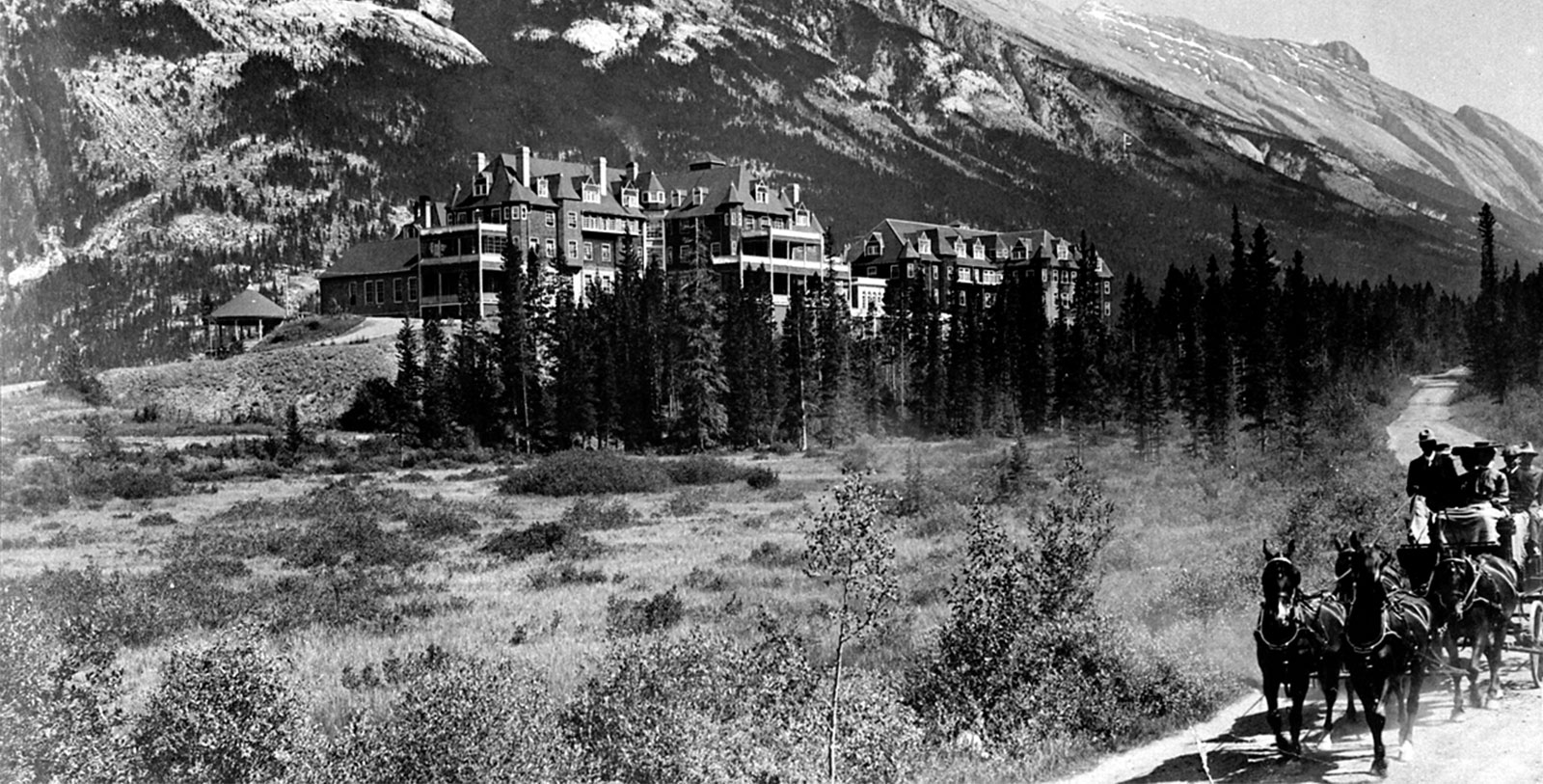 Historical Image of Exterior Circa 1905, Fairmont Banff Springs, 1902, Member of Historic Hotels Worldwide, in Banff, Canada.