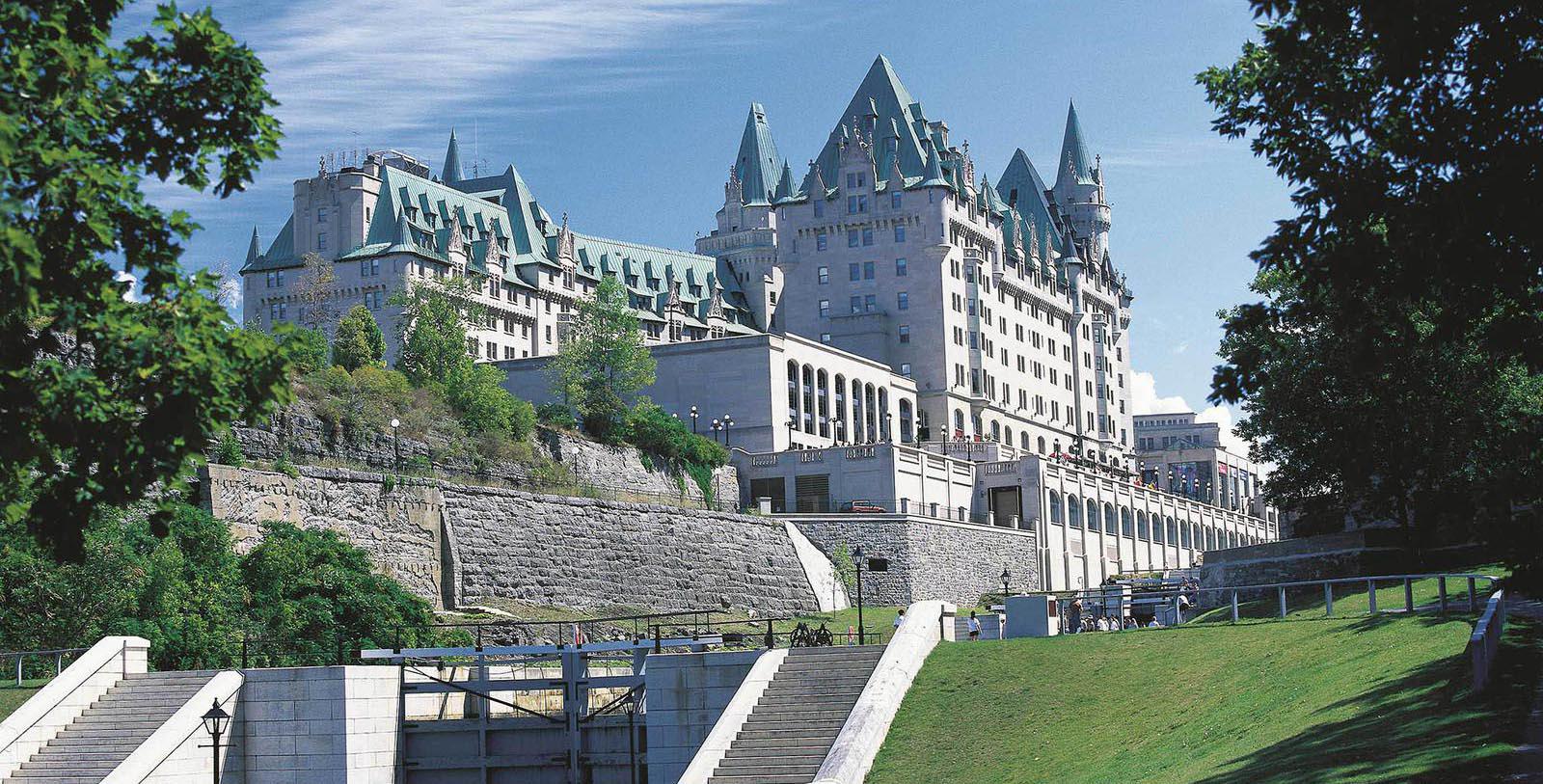 Image of band playing outside Fairmont Château Laurier, 1912, Member of Historic Hotels Worldwide, in Ottowa, Canada, Discover