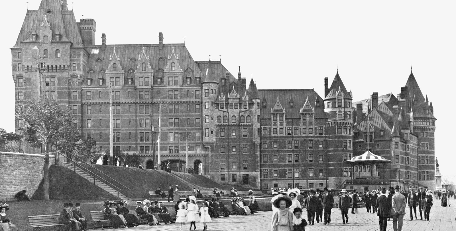 Historic Image of Hotel Exterior Fairmont Le Château Frontenac, 1893, Member of Historic Hotels Worldwide, in Québec City, Quebec, History
