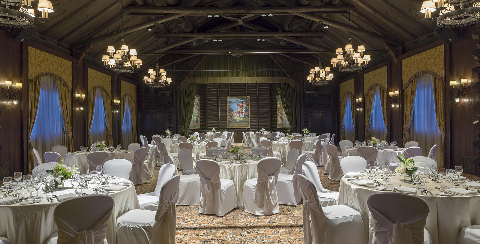 Image of Wedding Reception in Canada Room, Fairmont Le Château Montebello, 1930, Member of Historic Hotels Worldwide, in Montebello, Quebec, Weddings